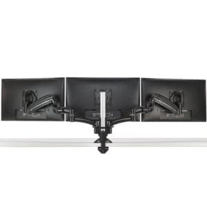 KX Low-Profile Triple Monitor Arms, Column Desk Mount, Black