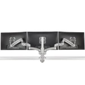 KX Low-Profile Triple Monitor Arms, Column Desk Mount, Silver