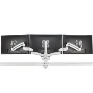 KX Low-Profile Triple Monitor Arms, Column Desk Mount, White