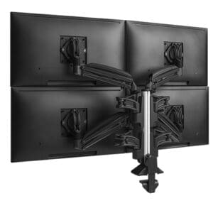 KX Low-Profile Quad Monitor Arms, Column Desk Mount, Black