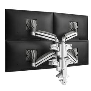 KX Low-Profile Quad Monitor Arms, Column Desk Mount, White