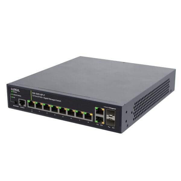 8 PoE+ | 2 RJ45 | 2 SFP Front-Facing Ports - 1Gb L2/L3 Managed Switch, US Power Cord