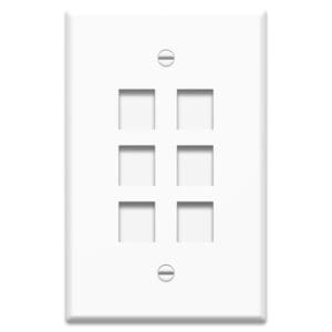 6-Port Keystone Wall Plate in White