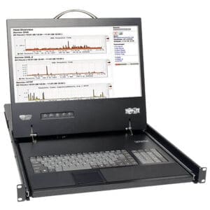 Tripp Lite rackmount LCD console with keyboard.