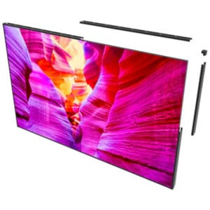 Vibrant canyon scene on a large TV.