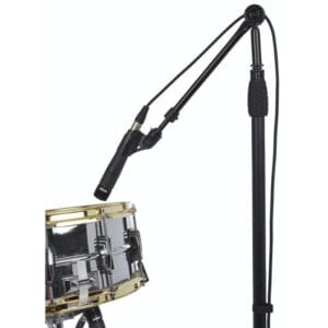 Snare drum microphone with stand.