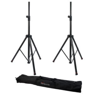 Pair of Frameworks speaker stands with bag.