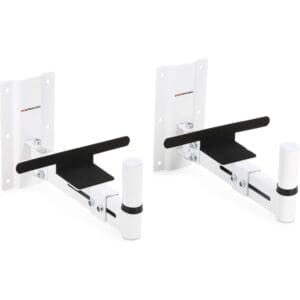 Pair of white speaker wall mounts.