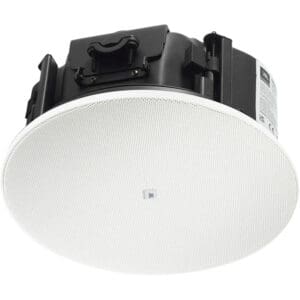 Here's an alt tag for the image: White JBL ceiling speaker.