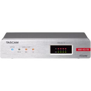 Tascam MM-4D/IN Dante audio interface.