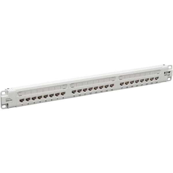 Cat6 Patch Panel 24-Port 4PPoE Compliant 110/Krone 568A/B RJ45 Ethernet 1U TAA