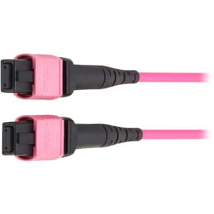 Pink fiber optic cable connectors.