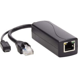 Black USB Ethernet adapter cable.