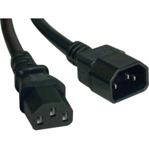 Black power cord with C13 and C14 connectors.