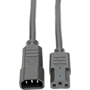 Black C13 to C14 power cable.