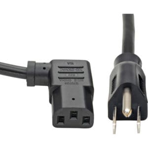 Black right-angle IEC C7 power cord.