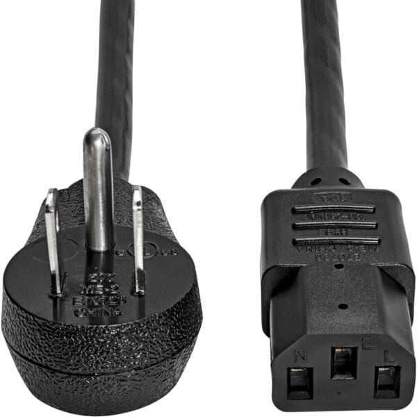 Black power cord with US and IEC ends.
