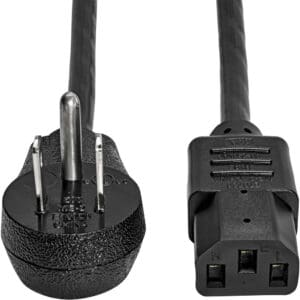 Black NEMA 5-15P to IEC C13 power cord.