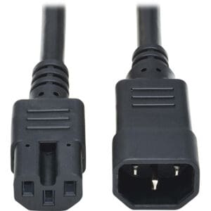 Black C13 to C14 power cable.