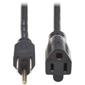 Black extension cord, US plug.