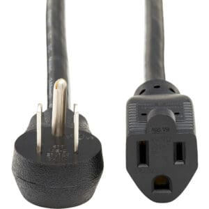 Black power cord with plugs.