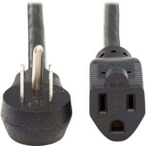 Black power cord with US plugs.