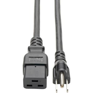 Black power cord, C13 to NEMA 5-15P.