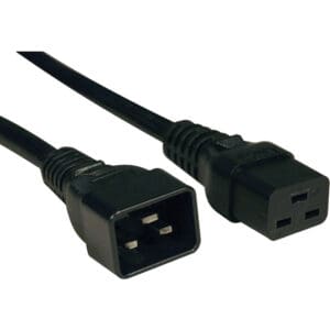 Black power cord with C13 and C14 connectors.