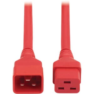 Red power cord with connectors.