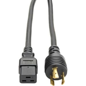 Black power cord with plugs.
