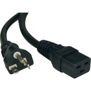 Black power cord with US and C13 plugs.
