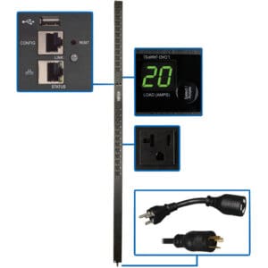Smart power strip with amp display.