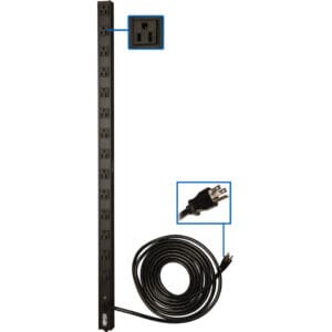Black 12-outlet power strip with cord.