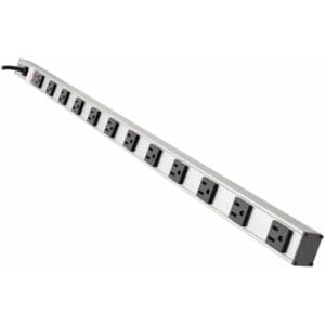 Twelve-outlet power strip, aluminum housing.