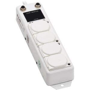 White load monitor power strip with 5 outlets.