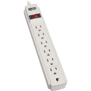 White Tripp Lite 6-outlet power strip.