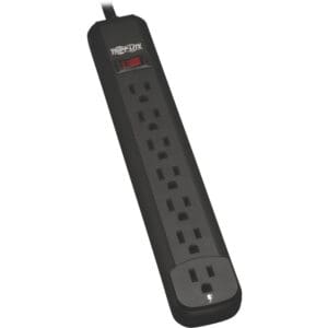 Black Tripp Lite 8-outlet power strip.