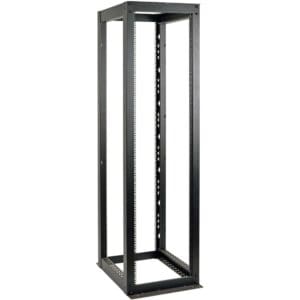 Black empty server rack frame.