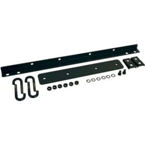 Black metal mounting bracket kit.