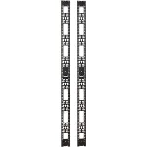 Here's an alt tag for the image: Pair of black vertical rack rails.