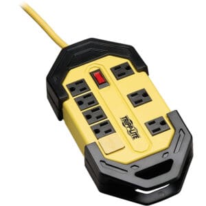 Yellow Tripp Lite 8-outlet power strip.