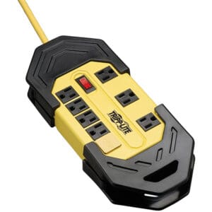 Yellow Tripp Lite 8-outlet power strip.