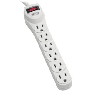 White Tripp Lite 6-outlet power strip.