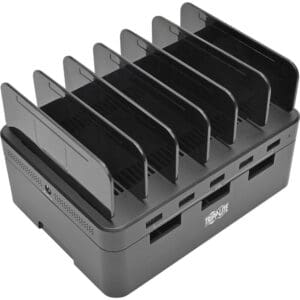 Tripp Lite six-port tablet charging station.
