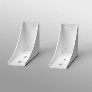Pair of white metal mounting brackets.