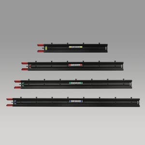 Four sizes of black track sections.