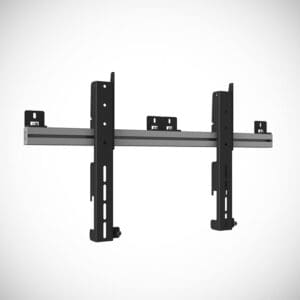 Black double TV wall mount with rail.