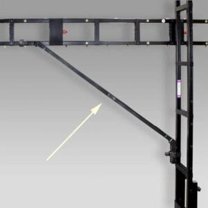 Black support arm for lighting grid.