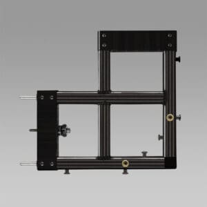 Black metal support frame structure.