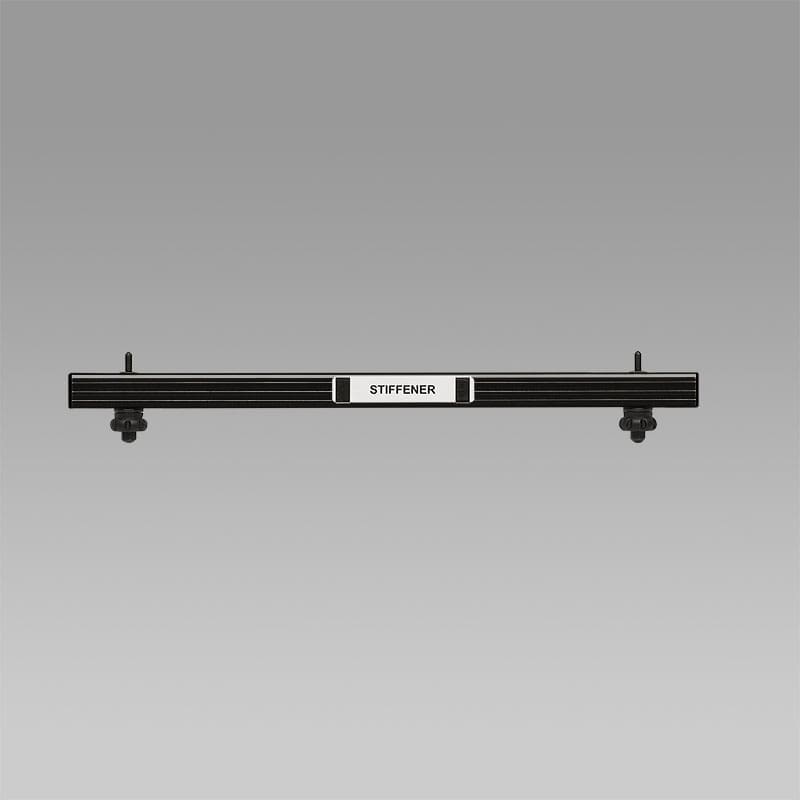 Black stiffener bar with mounts.